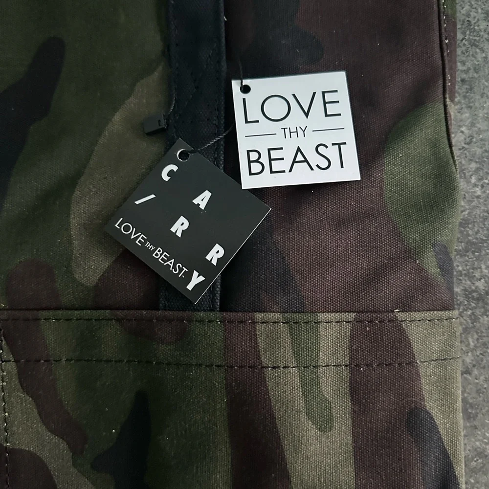 Love Thy Beast- Waxed Camouflage Canvas Pet Tote Bag
